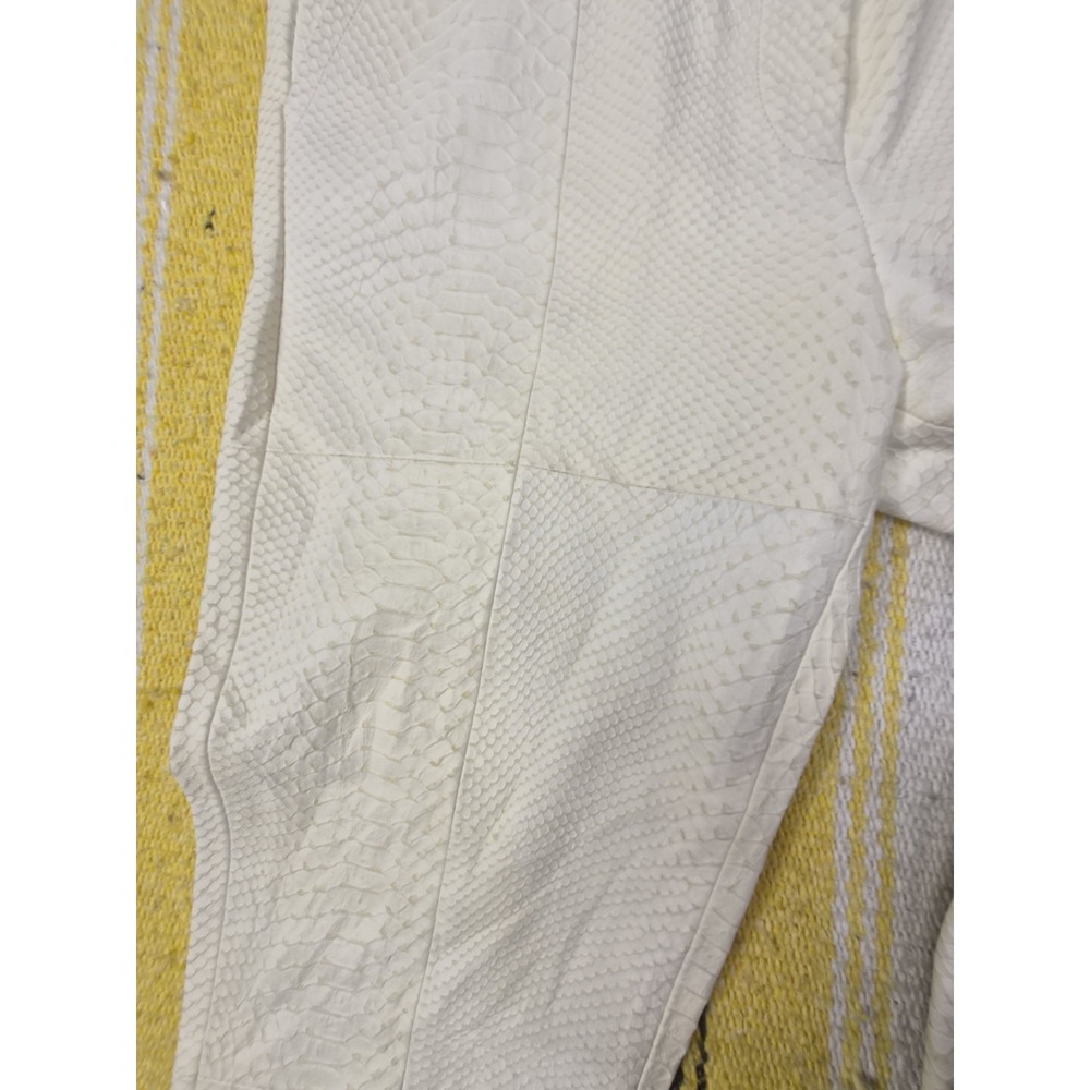 Yigal Azrouël 100% Lamb Leather Croc-Embossed Pants - Winter White - Size 2 - Picture 9 of 16